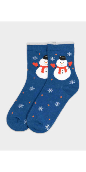 Cotton socks long for women Legs CW125 Christmas socks cotton dark blue-image