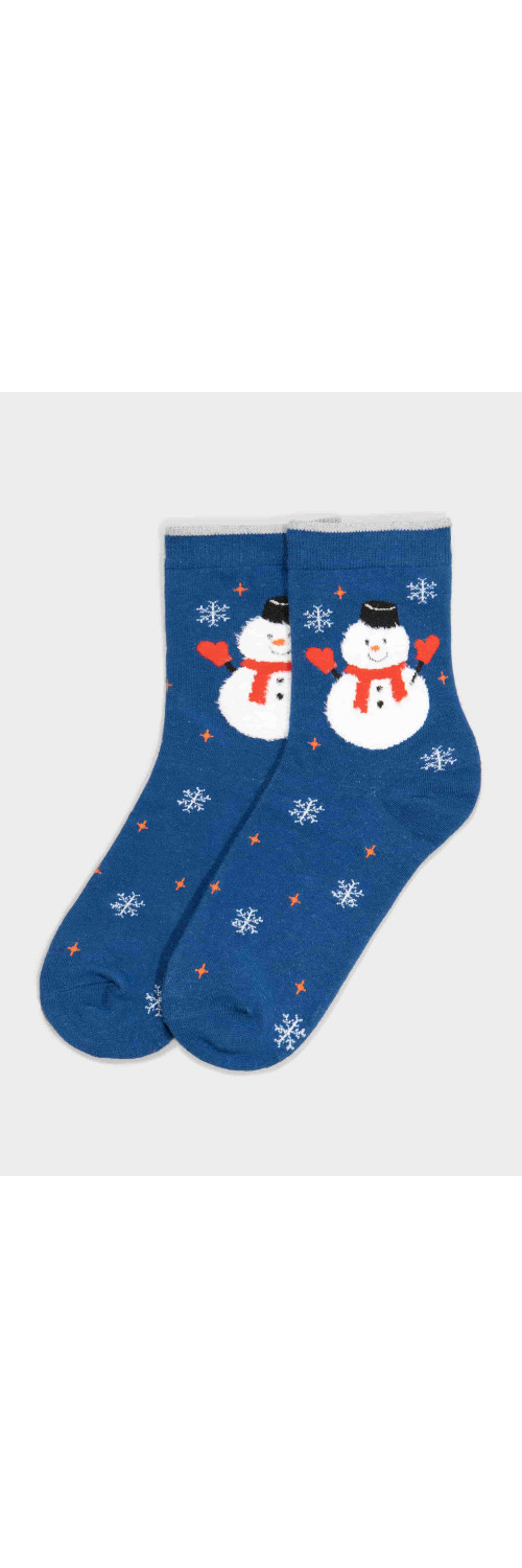 Cotton socks long for women Legs CW125 Christmas socks cotton dark blue  36-40-0