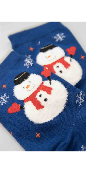 Cotton socks long for women Legs CW125 Christmas socks cotton dark blue-image