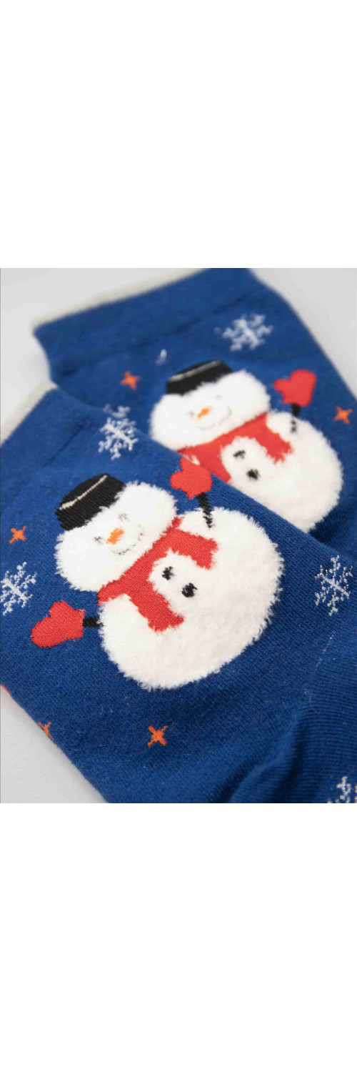 Cotton socks long for women Legs CW125 Christmas socks cotton dark blue  36-40-1