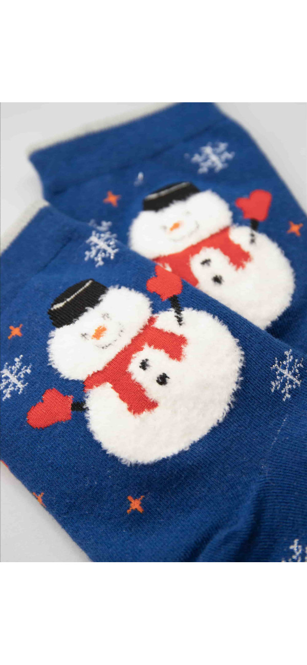 Cotton socks long for women Legs CW125 Christmas socks cotton dark blue-image