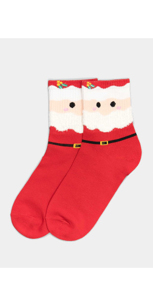 Cotton socks long for women Legs CW120 Christmas socks cotton red-image