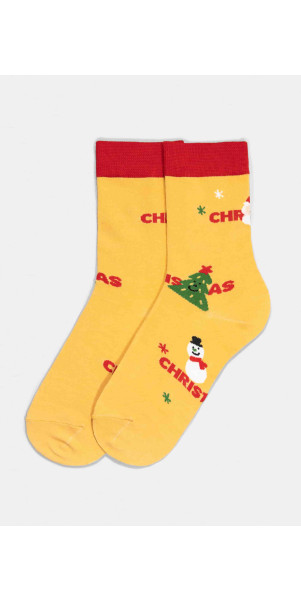 Cotton socks long for women Legs CW123 Christmas socks cotton аpricot-image