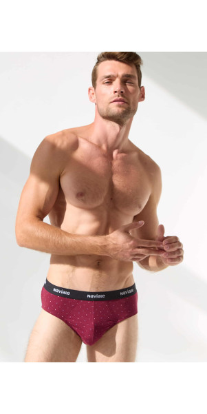 Underpants slips for men Naviale MU202-02 Sierra burgundy with small squares-image