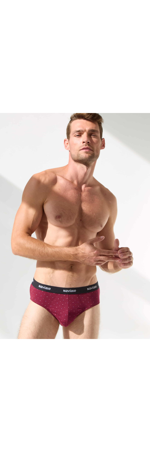 Underpants slips for men Naviale MU202-02 Sierra burgundy with small squares  L-0