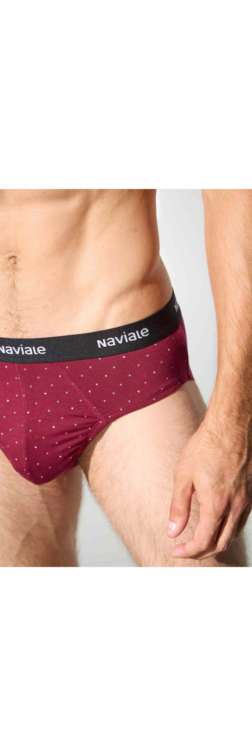 Underpants slips for men Naviale MU202-02 Sierra burgundy with small squares  L-2