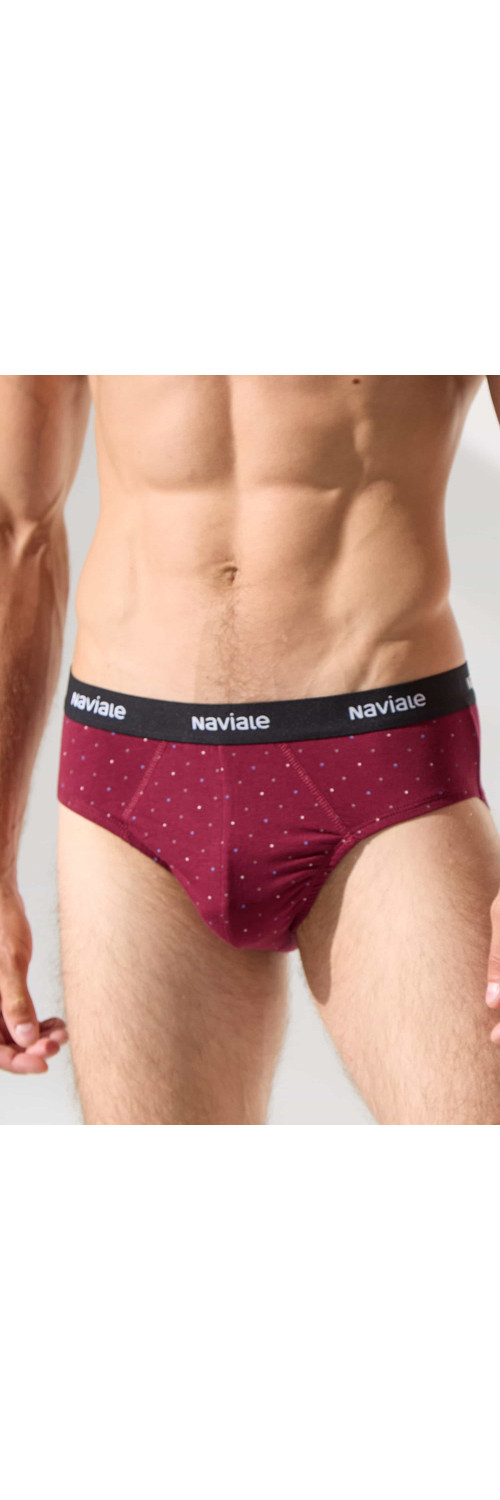 Underpants slips for men Naviale MU202-02 Sierra burgundy with small squares  L-3