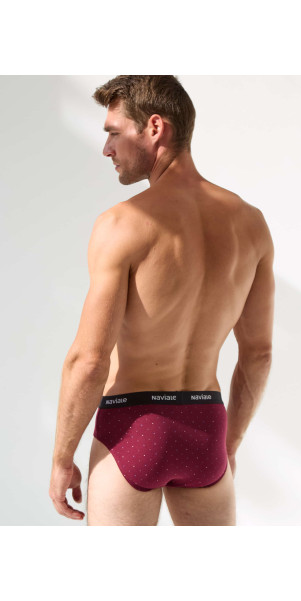 Underpants slips for men Naviale MU202-02 Sierra burgundy with small squares-image