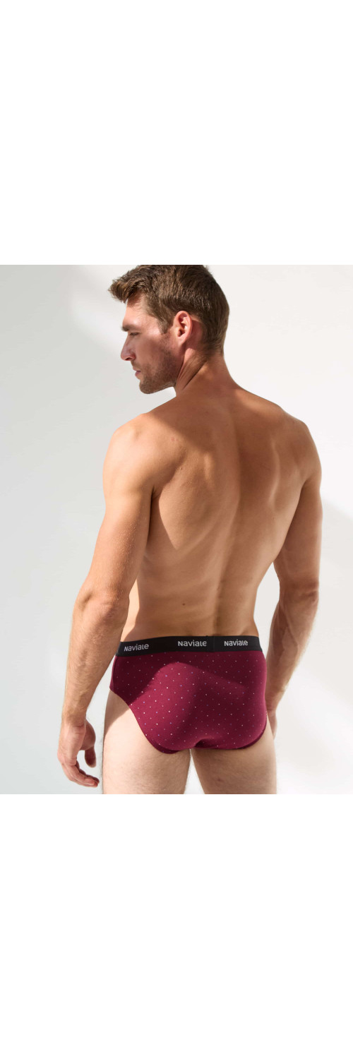Underpants slips for men Naviale MU202-02 Sierra burgundy with small squares  L-1