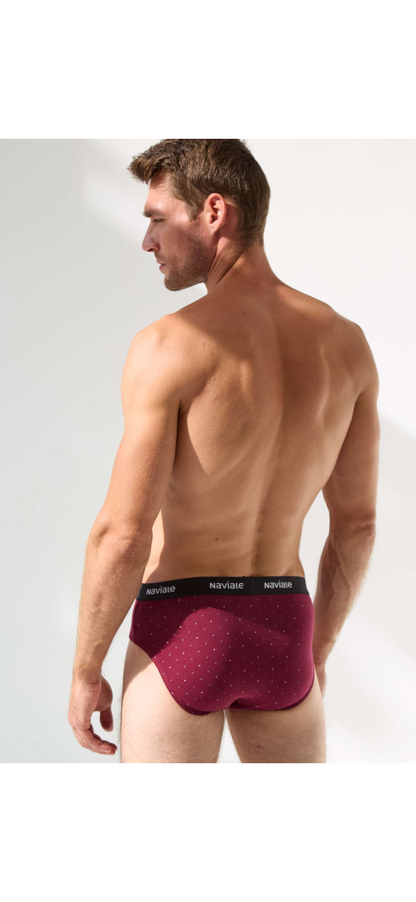 Underpants slips for men Naviale MU202-02 Sierra burgundy with small squares-image