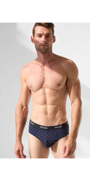 Underpants slips for men Naviale MU202-02 Sierra dark blue with anchors-image