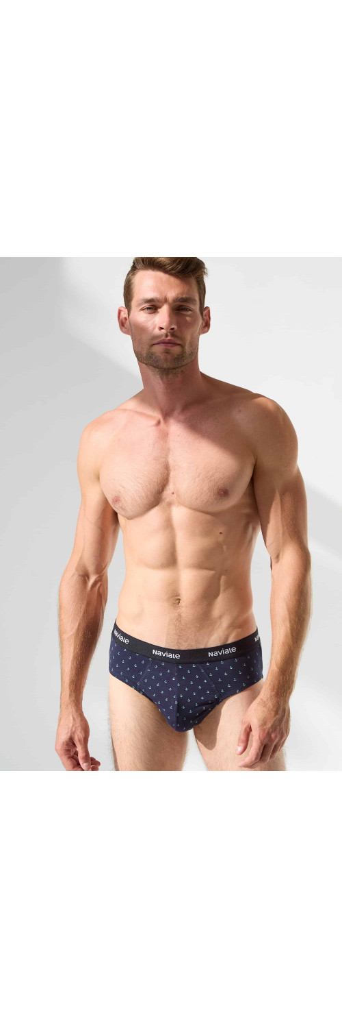 Underpants slips for men Naviale MU202-02 Sierra dark blue with anchors  L-0