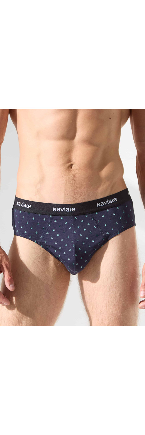 Underpants slips for men Naviale MU202-02 Sierra dark blue with anchors  L-3
