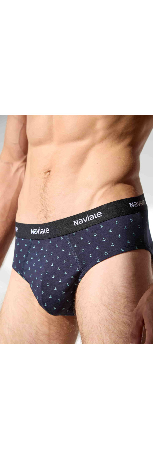 Underpants slips for men Naviale MU202-02 Sierra dark blue with anchors  L-2