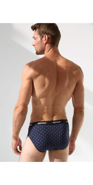Underpants slips for men Naviale MU202-02 Sierra dark blue with anchors-image