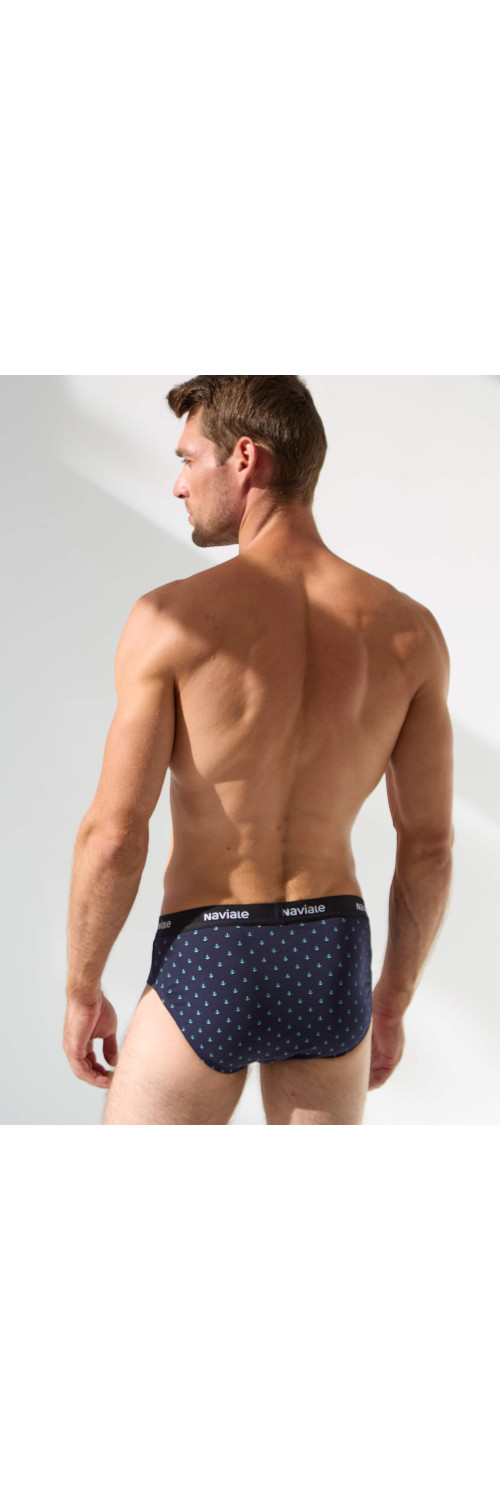Underpants slips for men Naviale MU202-02 Sierra dark blue with anchors  L-1