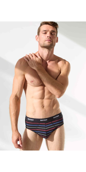 Underpants slips for men Naviale MU202-02 Sierra black with colored tan-image