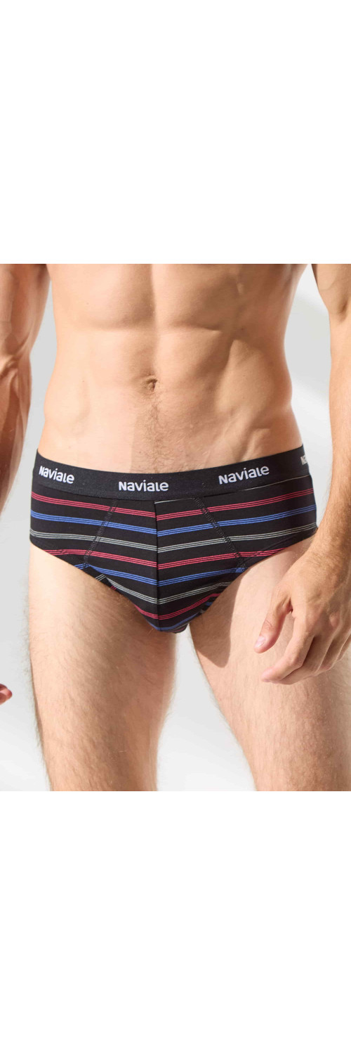 Underpants slips for men Naviale MU202-02 Sierra black with colored tan  L-3