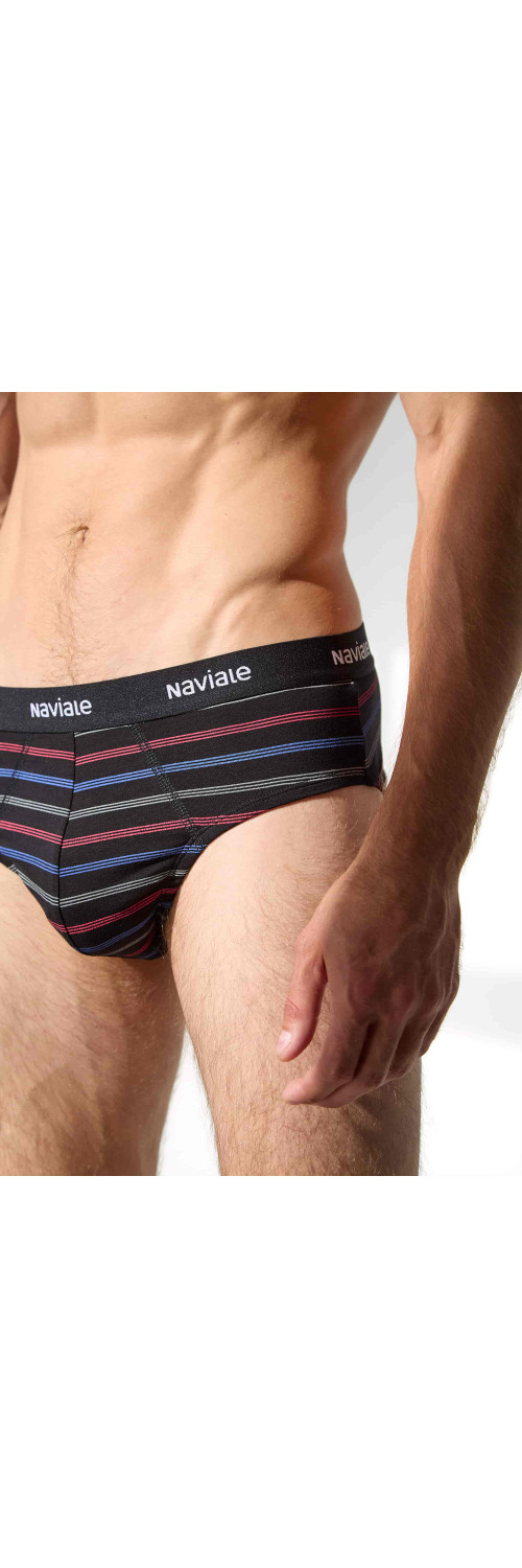 Underpants slips for men Naviale MU202-02 Sierra black with colored tan  L-2