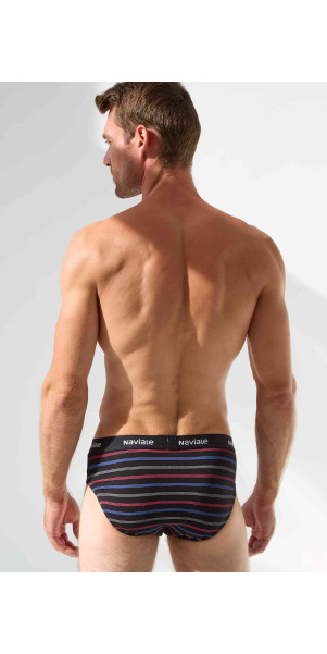 Underpants slips for men Naviale MU202-02 Sierra black with colored tan-image