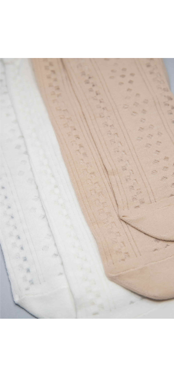 Cotton socks long for women Legs G16 Cotton rhomb (2 pack) cream/beige-image