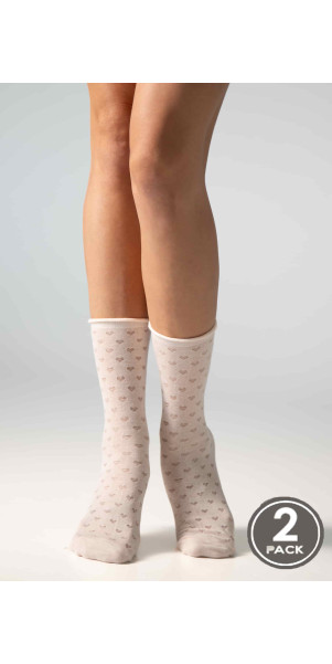 Cotton socks long for women Legs G17 Socks cotton heart (2 пари) (2 pack) pudra/latte-image