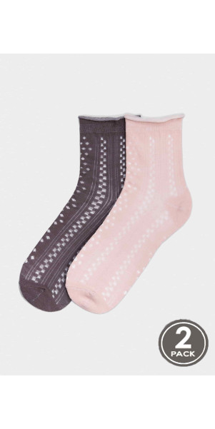 Cotton socks long for women Legs G16 Cotton rhomb (2 pack) cacao/latte-image