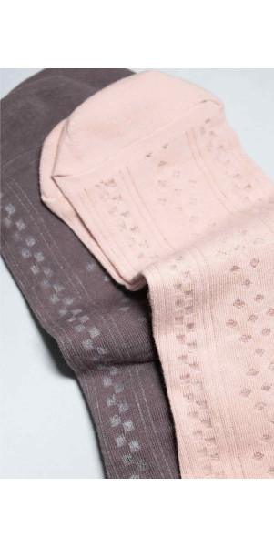Cotton socks long for women Legs G16 Cotton rhomb (2 pack) cacao/latte-image