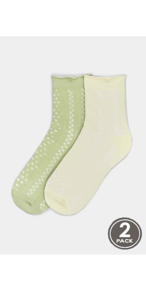 Cotton socks long for women Legs G16 Cotton rhomb (2 pack) vanilla/pistache-image