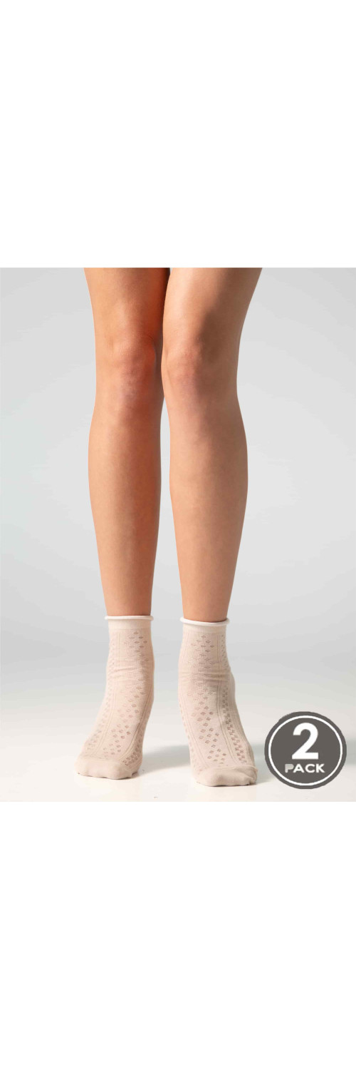 Cotton socks long for women Legs G16 Cotton rhomb (2 pack) cream/beige  36-40-0