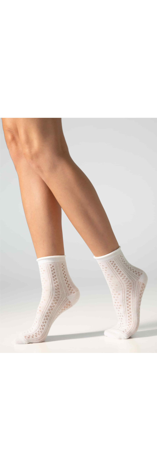 Cotton socks long for women Legs G16 Cotton rhomb (2 pack) cream/beige  36-40-2
