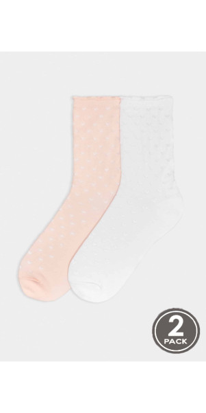 Cotton socks long for women Legs G17 Socks cotton heart (2 пари) (2 pack) white/peach-image