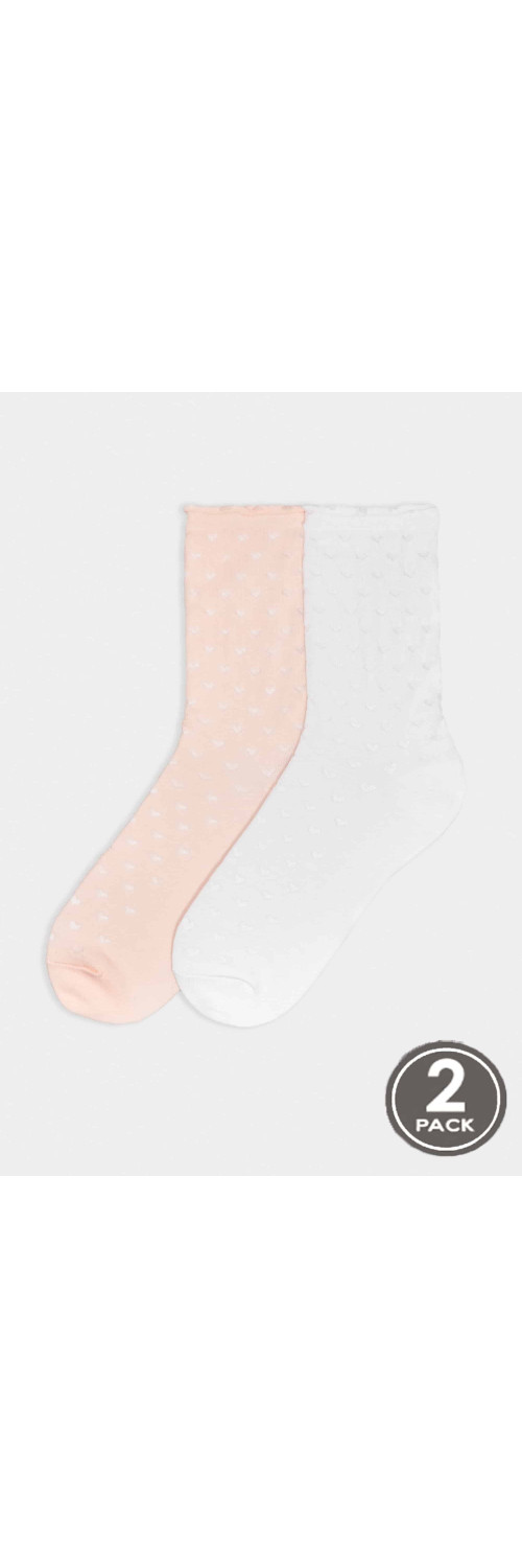 Cotton socks long for women Legs G17 Socks cotton heart (2 пари) (2 pack) white/peach  36-40-0
