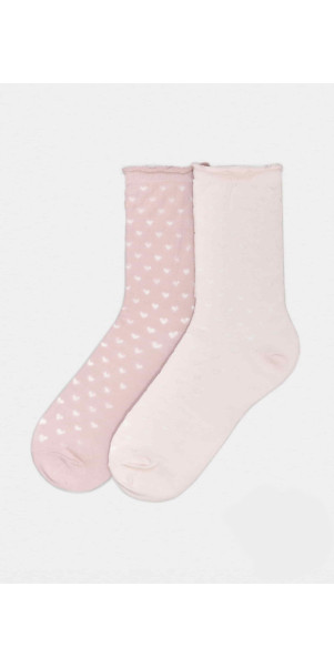 Cotton socks long for women Legs G17 Socks cotton heart (2 пари) (2 pack) pudra/latte-image