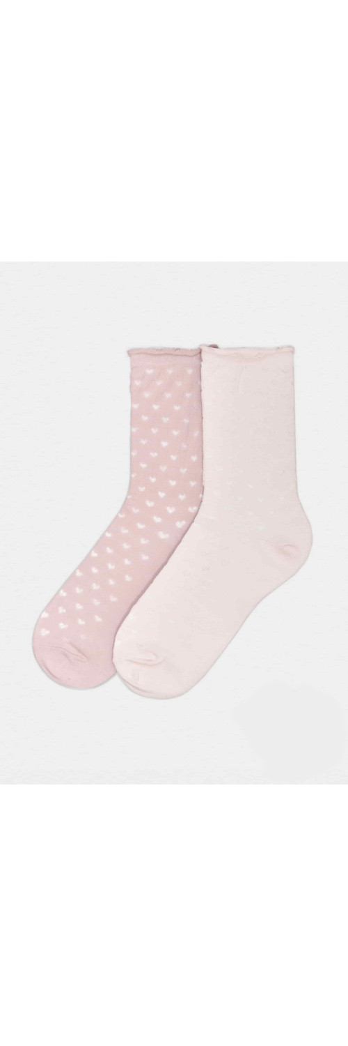 Cotton socks long for women Legs G17 Socks cotton heart (2 пари) (2 pack) pudra/latte  36-40-1