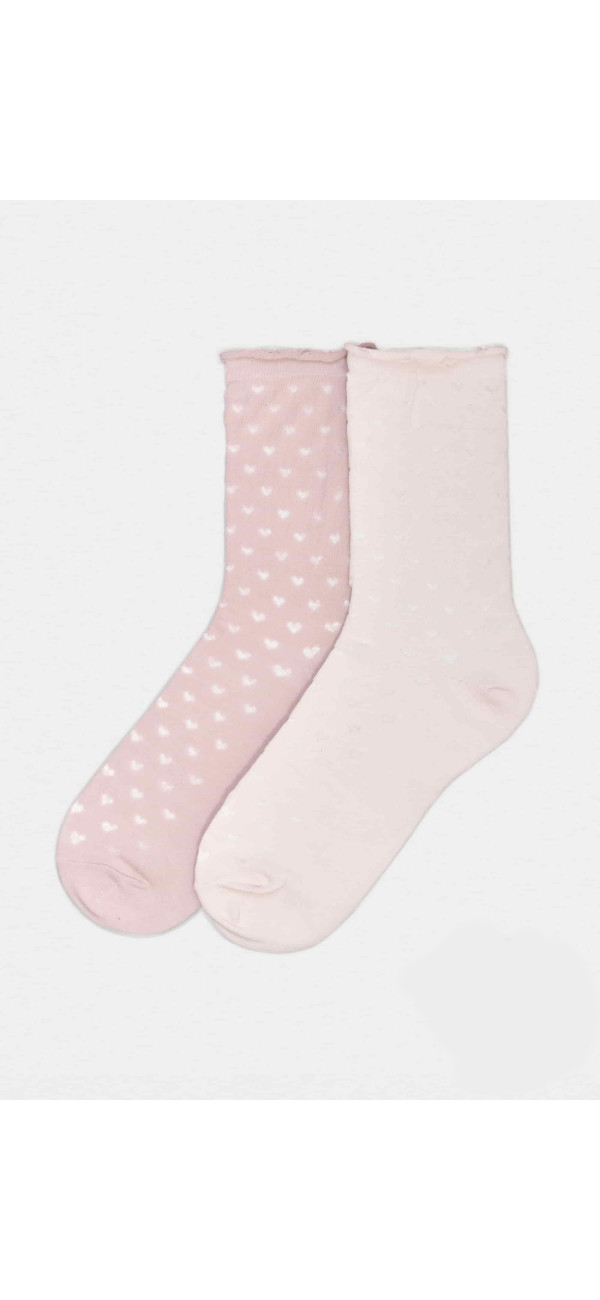 Cotton socks long for women Legs G17 Socks cotton heart (2 пари) (2 pack) pudra/latte-image