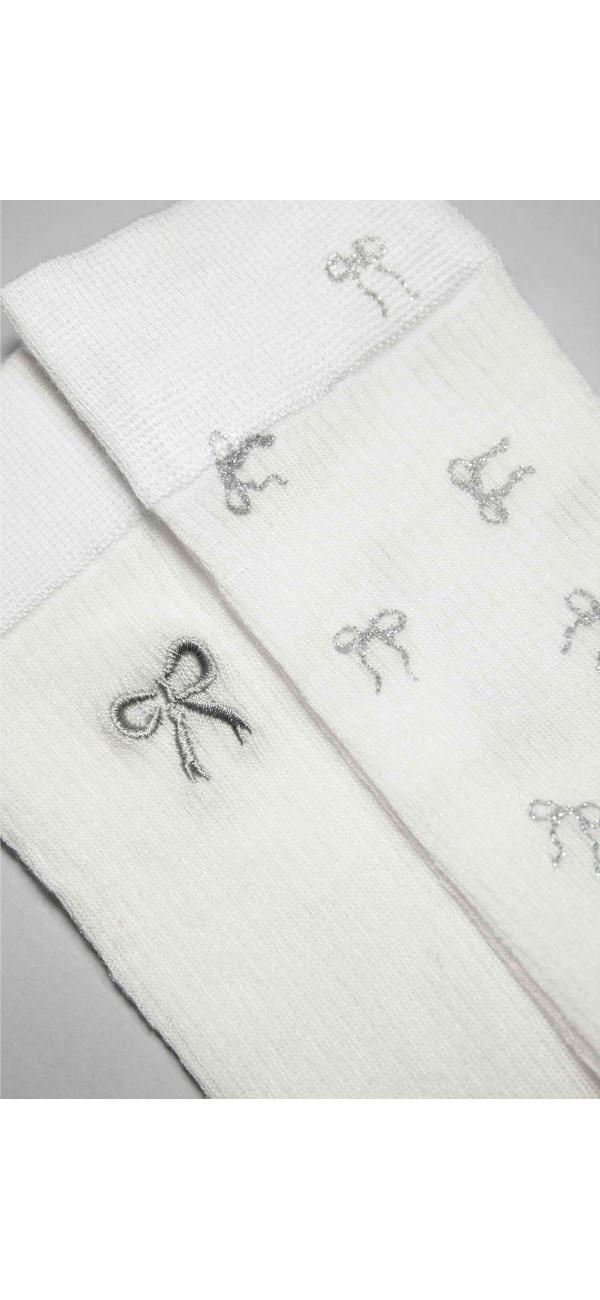 Bamboo socks long for women Legs G18 Bamboo bow white-image