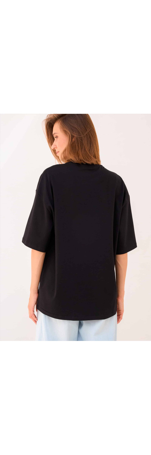 T-shirt oversize unisex Naviale UH320-01 Oversize unisex delta black  S-4