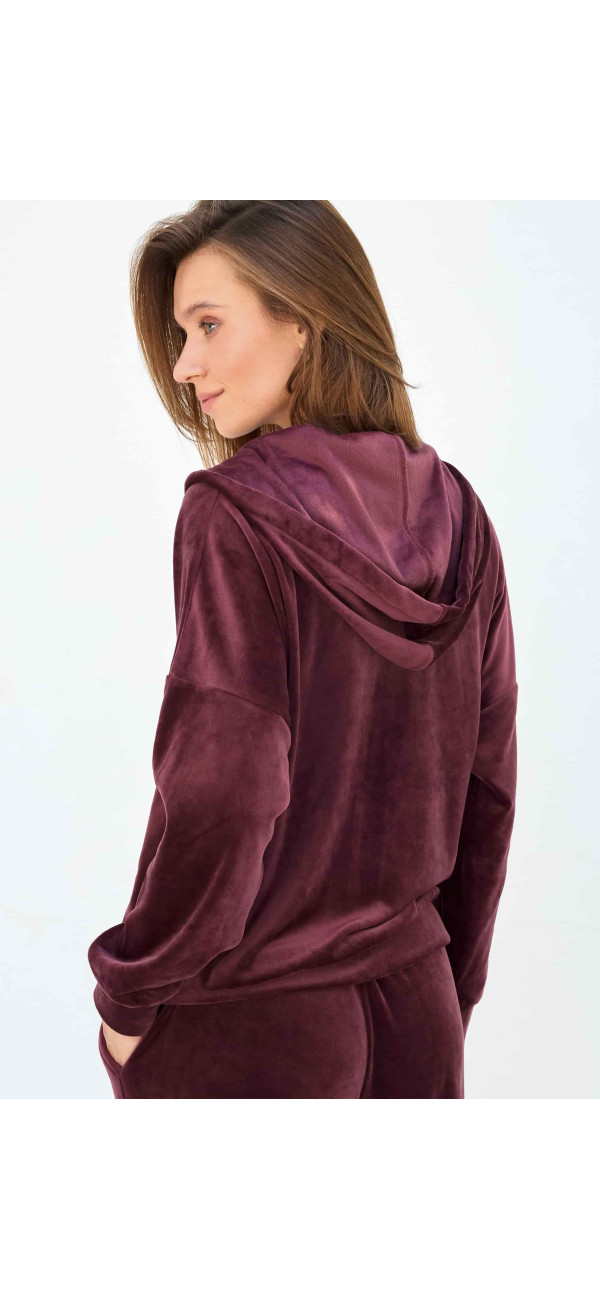 Hoodie for women Naviale LH330-06 Brugge velour burgundy-image