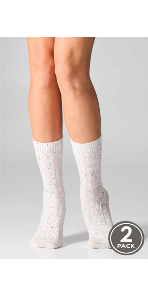 Wool socks long for women Legs W27 Warm dots (2 pack) white/light grey-image