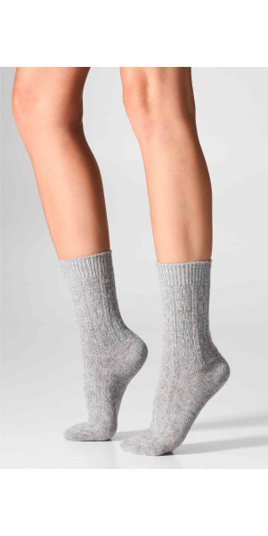 Wool socks long for women Legs W27 Warm dots (2 pack) white/light grey-image