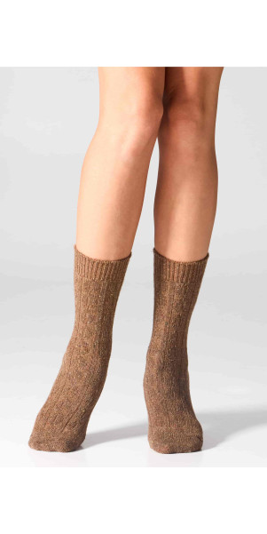 Wool socks long for women Legs W27 Warm dots (2 pack) caramel/antracite-image
