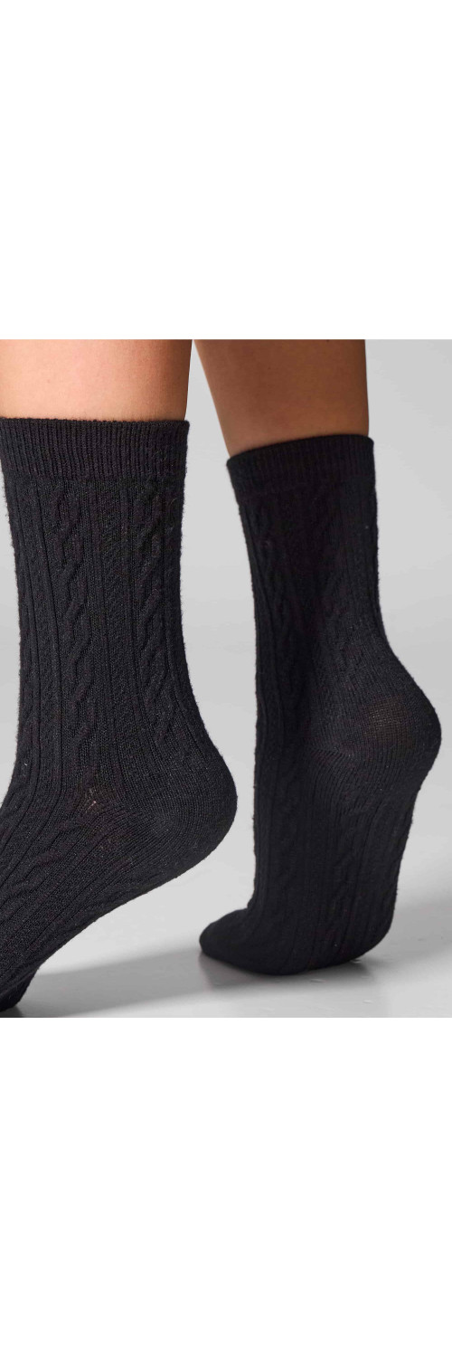 Cotton socks long for women Legs WC28 Velvet touch (2 pack) nero  36-40-1
