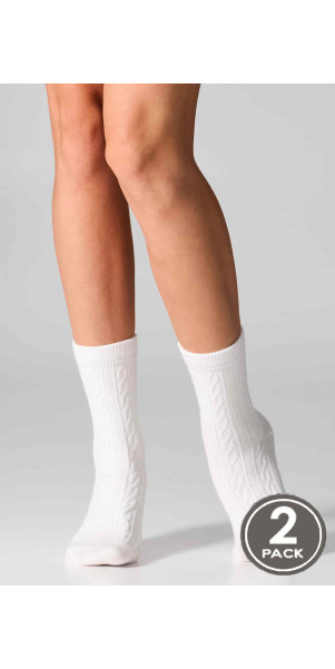 Cotton socks long for women Legs WC28 Velvet touch (2 pack) white-image