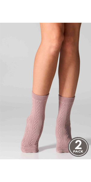 Cotton socks long for women Legs WC28 Velvet touch (2 pack) burgund/taupe-image