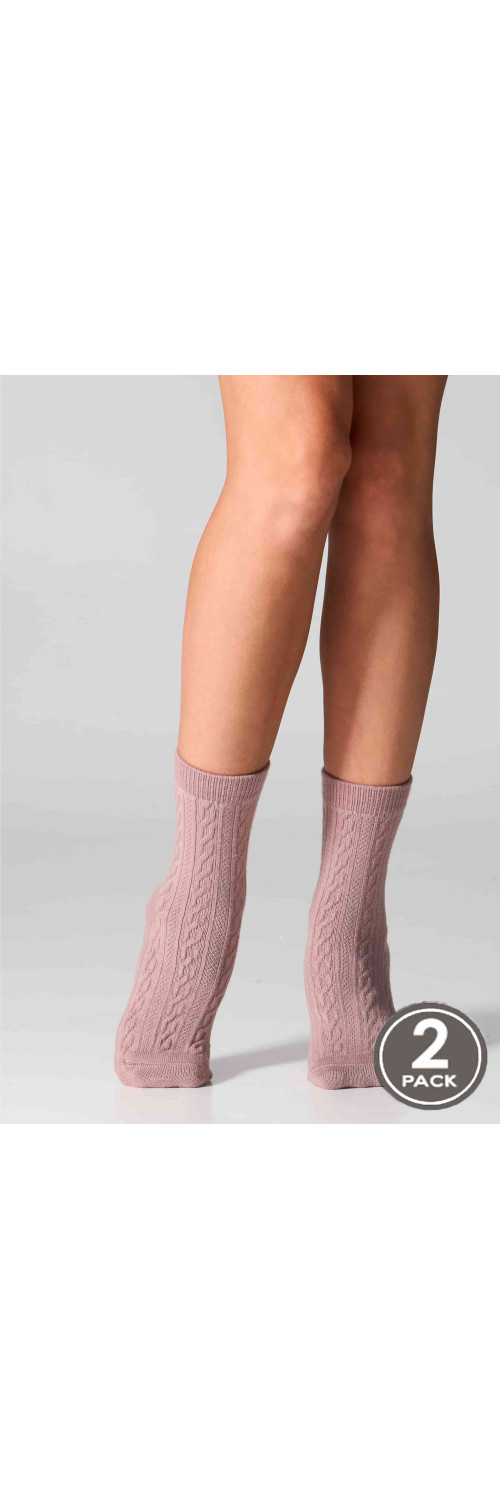 Cotton socks long for women Legs WC28 Velvet touch (2 pack) burgund/taupe  36-40-0