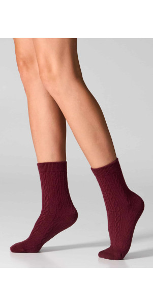 Cotton socks long for women Legs WC28 Velvet touch (2 pack) burgund/taupe-image