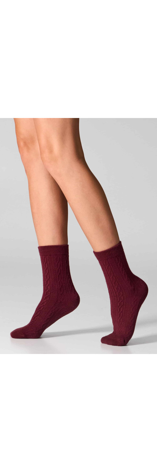 Cotton socks long for women Legs WC28 Velvet touch (2 pack) burgund/taupe  36-40-1