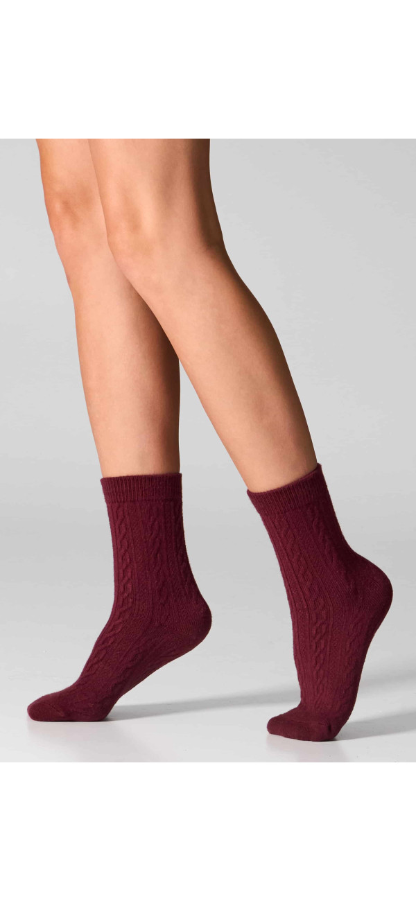 Cotton socks long for women Legs WC28 Velvet touch (2 pack) burgund/taupe-image
