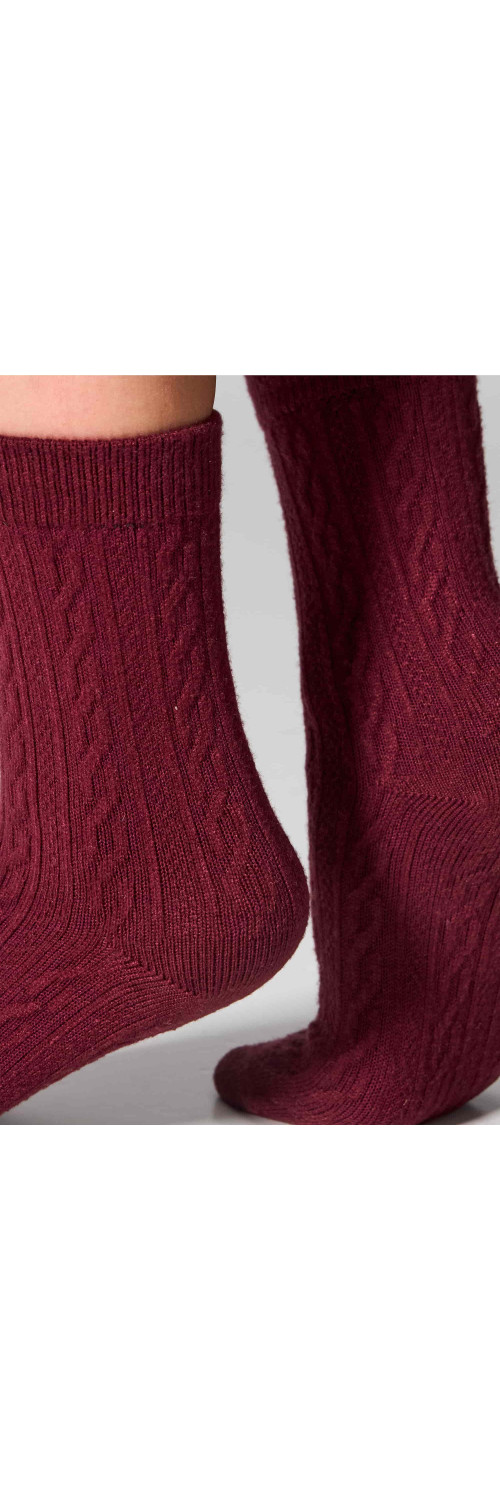 Cotton socks long for women Legs WC28 Velvet touch (2 pack) burgund/taupe  36-40-2